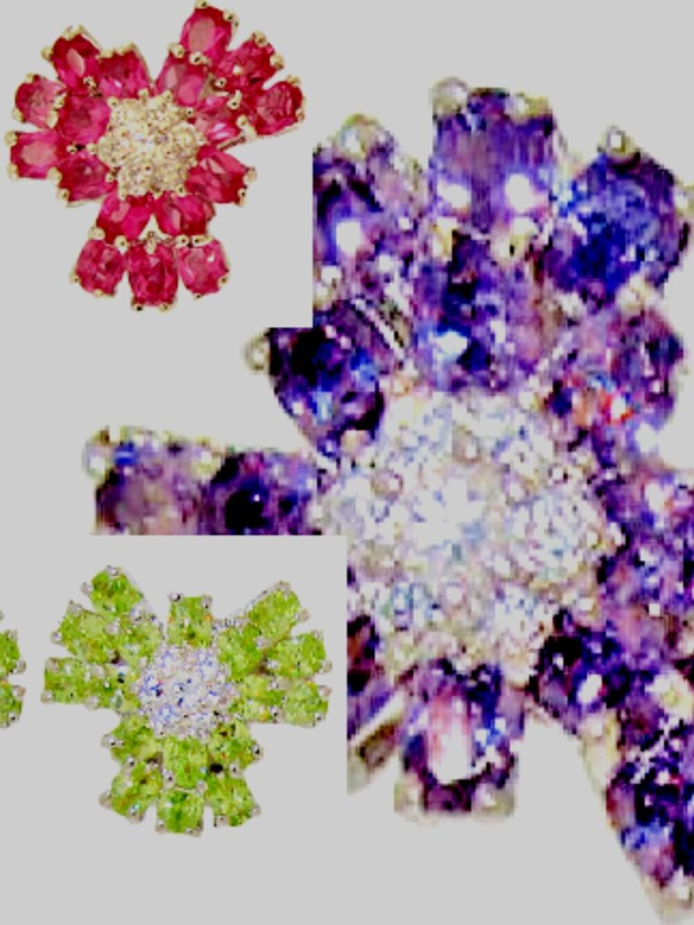 CZ Flower Earrings Swarovski silver gold Amethyst Yellow Green Pink Black NEW